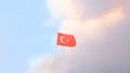 Turkey flag close-up on a background of forest fire smoke clouds. Selective focus. Royalty Free Stock Photo