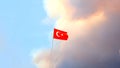 Turkey flag close-up on a background of forest fire smoke clouds. Selective focus. Royalty Free Stock Photo