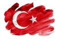 Turkey flag is depicted in liquid watercolor style isolated on white background Royalty Free Stock Photo