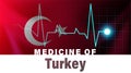Turkey flag and heartbeat line illustration. Medicine of Turkey with country name