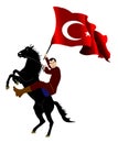 Turkey flag and horse&rider1