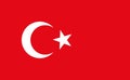 Turkey flag. Icon of turkish crescent on red square. National symbol of turkey, istanbul and ankara. Star of turk. Banner for