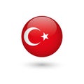 Turkey flag round glossy