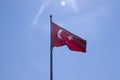 Turkey flag on sky background tourism blue