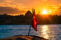 Turkey flag and sunset in Istanbul Royalty Free Stock Photo