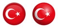 Turkey flag under 3d dome button and on glossy sphere / ball