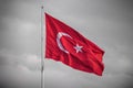 Turkey flag in the wind on a BW background Royalty Free Stock Photo