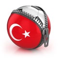 Turkey football nation - football in the unzipped bag with turkey flag print
