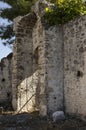 Turkey, the ghost town of Kayak, a close-up view of a ruined house,