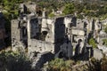 Turkey, the ghost town of Kayakoy, abandoned houses, close-up depicts the walls of the destroyed hous