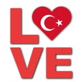 I Love Turkey Concept - Heart Flag - White Background - 3D Illustration Royalty Free Stock Photo