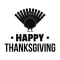 Turkey happy thanksgiving logo, simple style