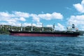 Turkey, Istanbul, Bosphorus Channel, Bosphorus Bridge, an cargo ship under the Bridge. Gate, nautical