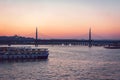 Turkey, Istanbul Bridge at sunset