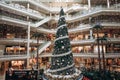 Turkey, Istanbul, December 20, 2019: Beautifully decorated New Year tree in a shopping center in Istanbul Royalty Free Stock Photo