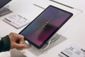Turkey, Istanbul, December 20, 2019: BSale of a new modern tablet Samsung Galaxy Tab A.