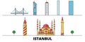 Turkey, Istanbul flat landmarks vector illustration. Turkey, Istanbul line city with famous travel sights, skyline