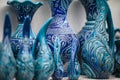 Turkey, Istanbul -Old market, turkish vases, turkish handmade ceramics, vase and wine bottles Royalty Free Stock Photo