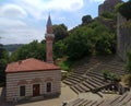 Turkey, Istanbul, Rumeli Hisari castle, courtyard of the fortress and Rumelihisari\'s Fatih Mosque