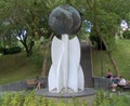 Turkey, Istanbul, Turkali, World Peace Park (Dunya Bars Park), world statue that says Peace, Earth