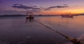 Turkey izmir aliaga yenisakran boat pier sunset Royalty Free Stock Photo