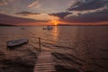 Turkey izmir aliaga yenisakran boat pier sunset Royalty Free Stock Photo