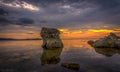 Turkey izmir aliaga yenisakran rock sunset Royalty Free Stock Photo