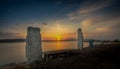 Turkey izmir aliaga yenisakran rock sunset Royalty Free Stock Photo