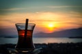 Turkey izmir aliaga yenisakran tea and sunset