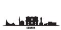 Turkey, Izmir city skyline isolated vector illustration. Turkey, Izmir travel black cityscape