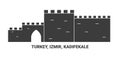 Turkey, Izmir, Kadifekale, travel landmark vector illustration