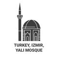 Turkey, Izmir, Yali Mosque travel landmark vector illustration