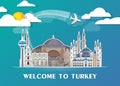 Turkey Landmark Global Travel And Journey paper background. Vector Design Template.used for your