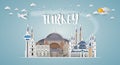 Turkey Landmark Global Travel And Journey paper background. Vector Design Template.used for your