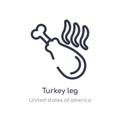 turkey leg outline icon. isolated line vector illustration from united states of america collection. editable thin stroke turkey