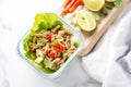 turkey lettuce wraps in a lunchbox for a healthy meal Royalty Free Stock Photo