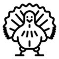 Turkey line icon. Front view of gobbler vector illustration isolated on white. Bird outline style design, designed for