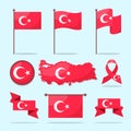 Turkey map and flag collection