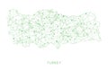 Turkey map, green dotted net vector background Royalty Free Stock Photo