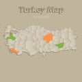 Turkey map with individual states separated, infographics with icons