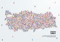 Turkey Map. Large group of people form to create a shape of Turkey Map Royalty Free Stock Photo