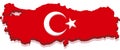 Turkey Map with Turkish Flag 3D Royalty Free Stock Photo