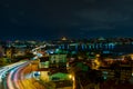 Evocative view of Istanbul and its car lights trails at night