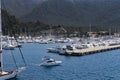 Port with yachts boats and boats in the touristic eco-friendly city of Marmaris in Turkey. Royalty Free Stock Photo