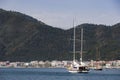 Port with yachts boats and boats in the touristic eco-friendly city of Marmaris in Turkey. Royalty Free Stock Photo