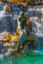 TURKEY, MARMARIS: Mermaid monument in an artificial waterfall in the center of Marmaris.