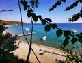 Turkey, Mazikoy beach view in Bodrum, View from cafe, beautiful Aegean sea view in Mazi village, Bodrum, Mugla, (ancient Royalty Free Stock Photo