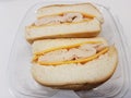Turkey meat and cheese sandwich in plastic container Royalty Free Stock Photo