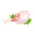 Turkey Meat Leg, Food Item Rich In Proteins, Important Element Of The Healthy Balanced Diet Vector Illustration