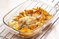 turkey meat on pepper baked with American potatoes Royalty Free Stock Photo